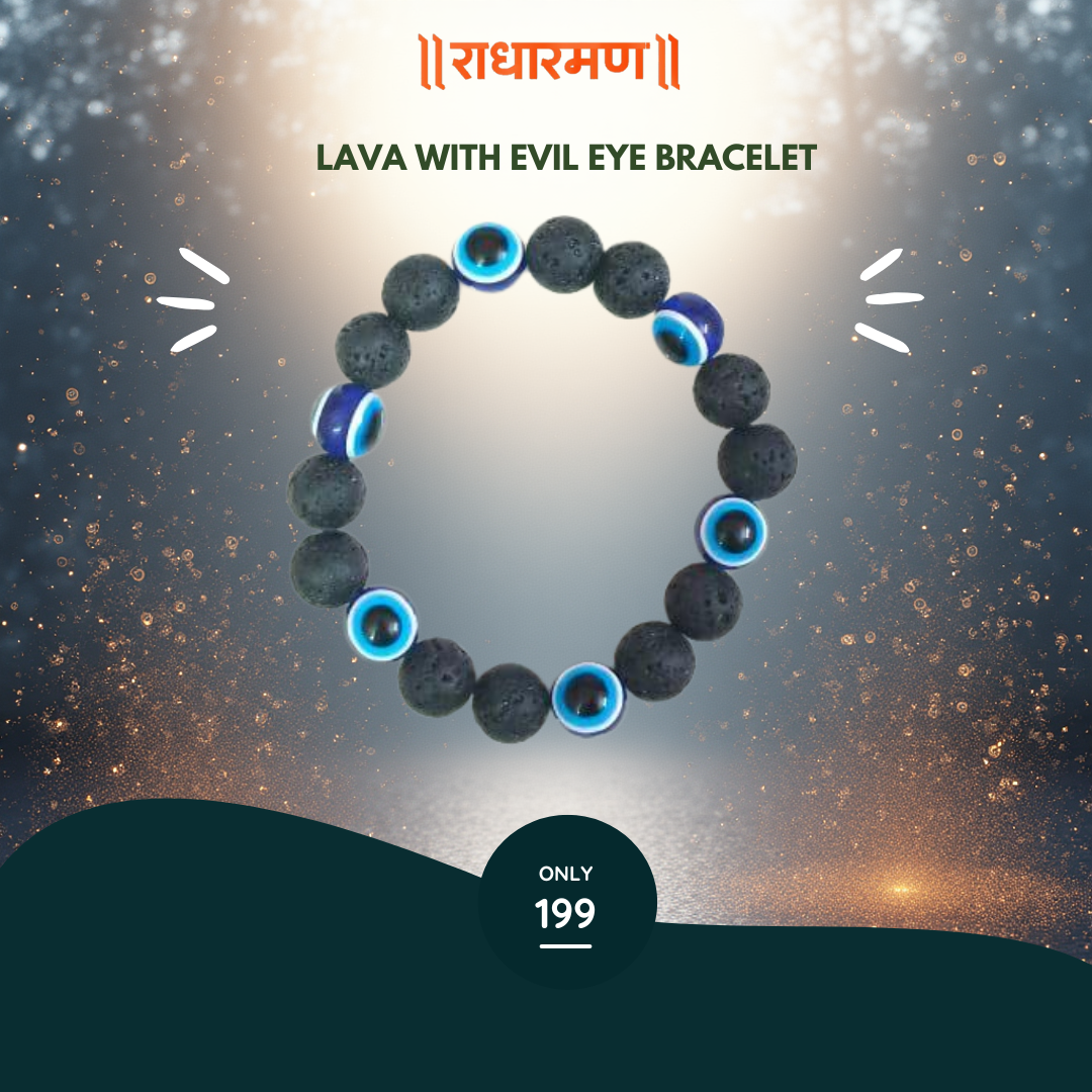 Lava with Evil Eye Bracelet – Protection • Stability • Positive Aura