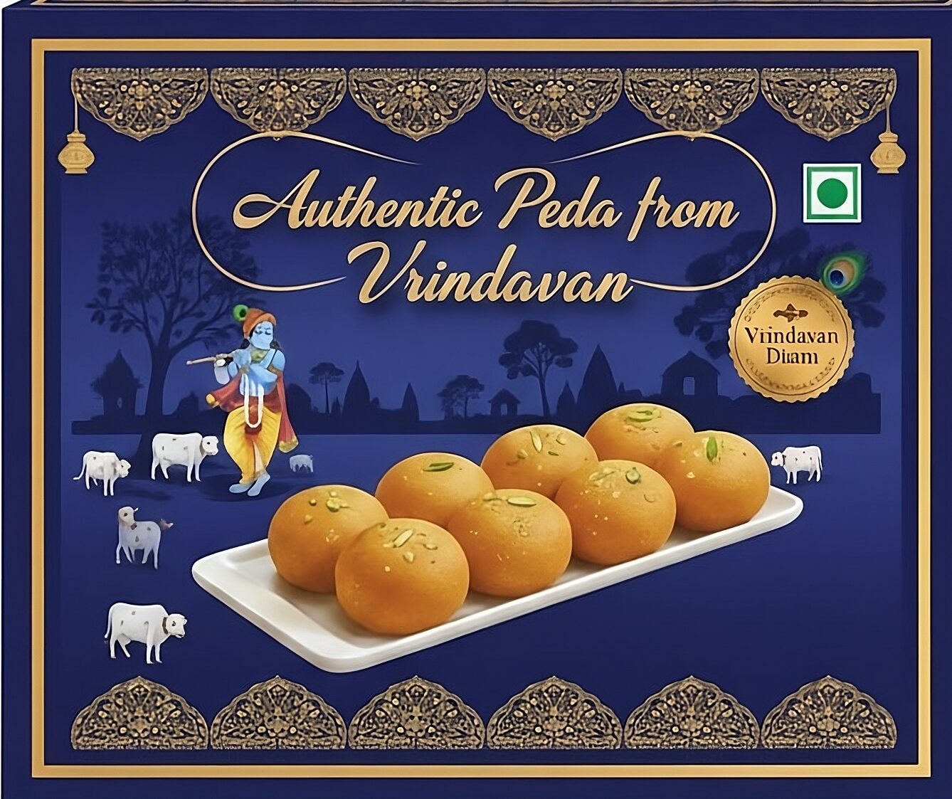 1Kg Authentic Pure Desi Ghee Peda from Vrindavan - Shri Radharaman Shop