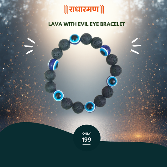 Lava with Evil Eye Bracelet – Protection • Stability • Positive Aura