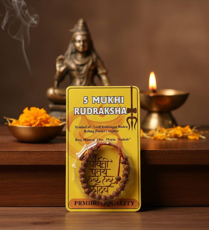 5 Mukhi Rudraksha Bracelet – Sacred Blessings of Mahadev